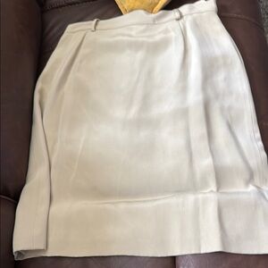 Anne Klein Cream Pleated Pencil Skirt for Work